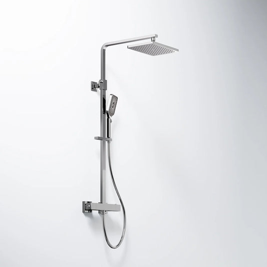 1Steinberg shower set Matt gold, with thermostat, Rain Shower angular and rod hand shower