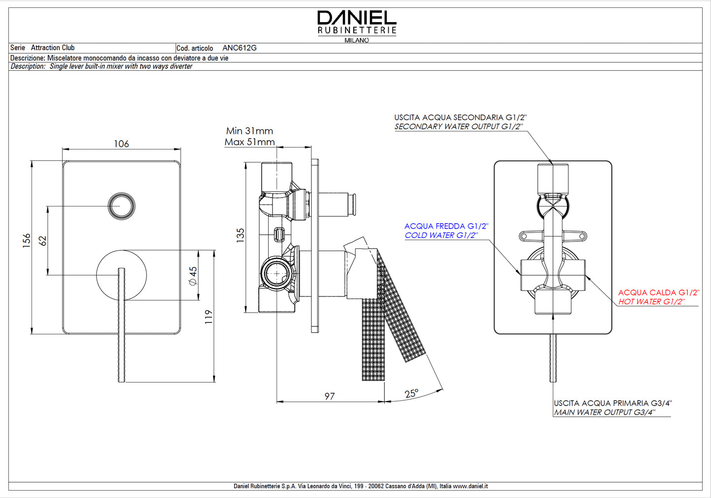 Daniel Rub. Flush -PlâTER-TAVERN MIXER avec reconnaissance - Série Club - Article complet - Chrome