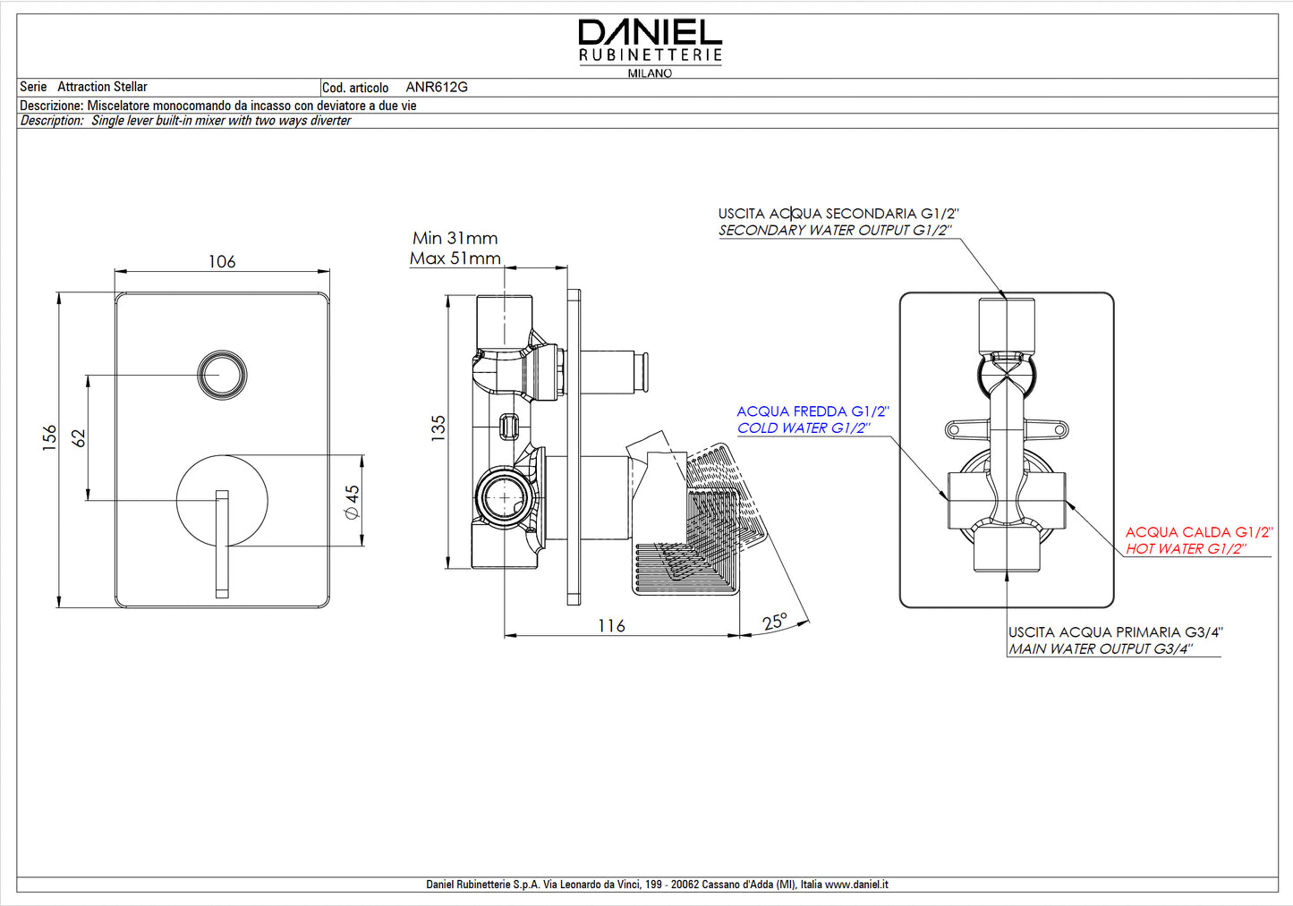Daniel Rub. Flush -plaster -tavern mixer with reconnaissance - Stellar - Complete Article - Chrome