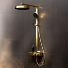 Steinberg Duschsystem mit Glasablage für 3 Verbraucher - Thermostat mit Drehknöpfen, Regenbrause, Handbrause & integriertem Schwall