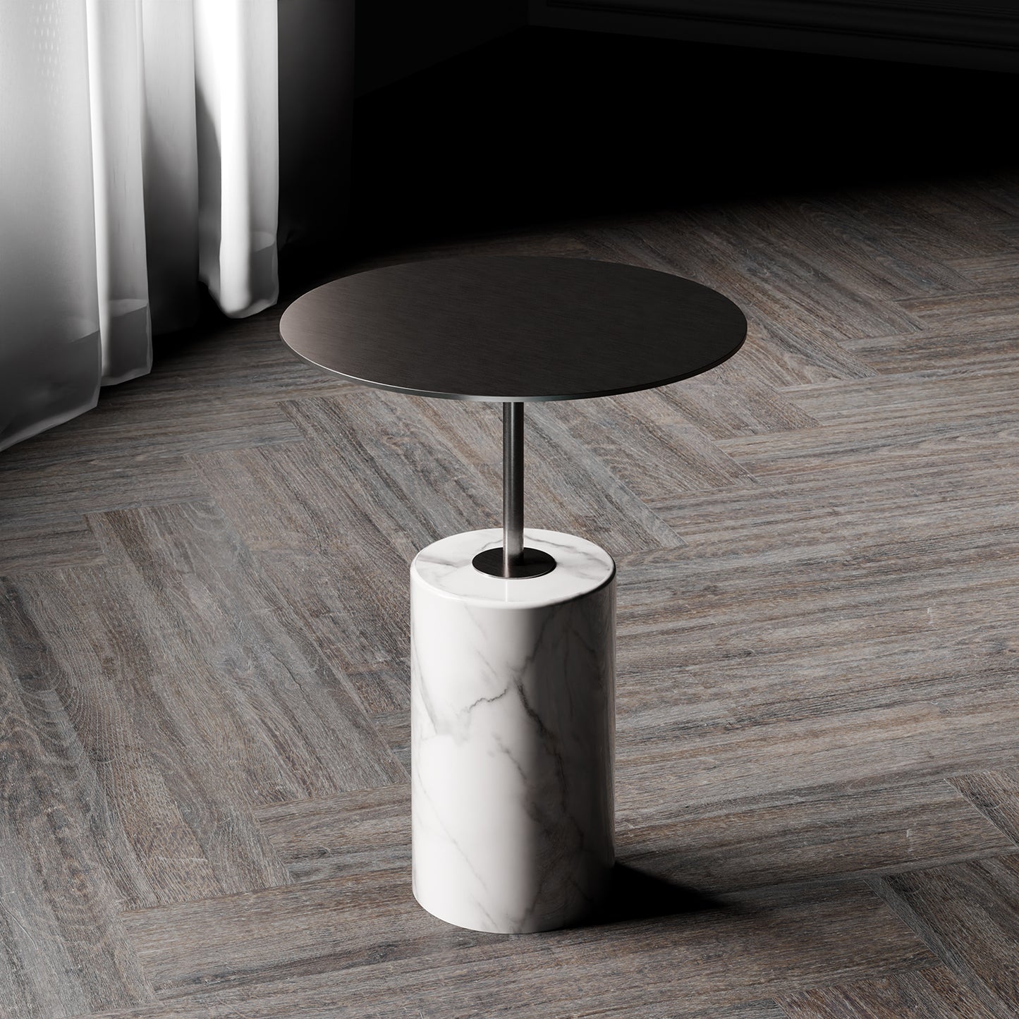 Side table Steinberg Series 541 with a metal table area and solid base - marble look