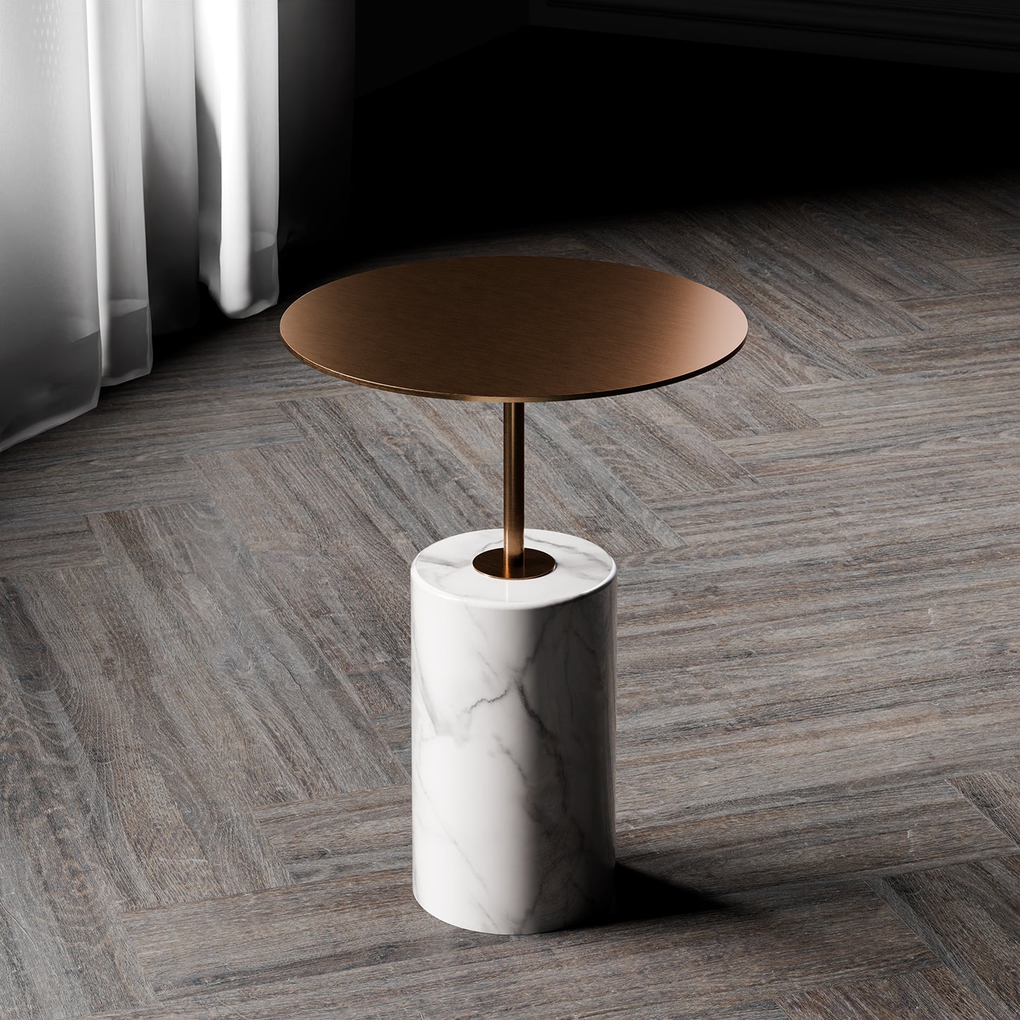 Side table Steinberg Series 541 with a metal table area and solid base - marble look