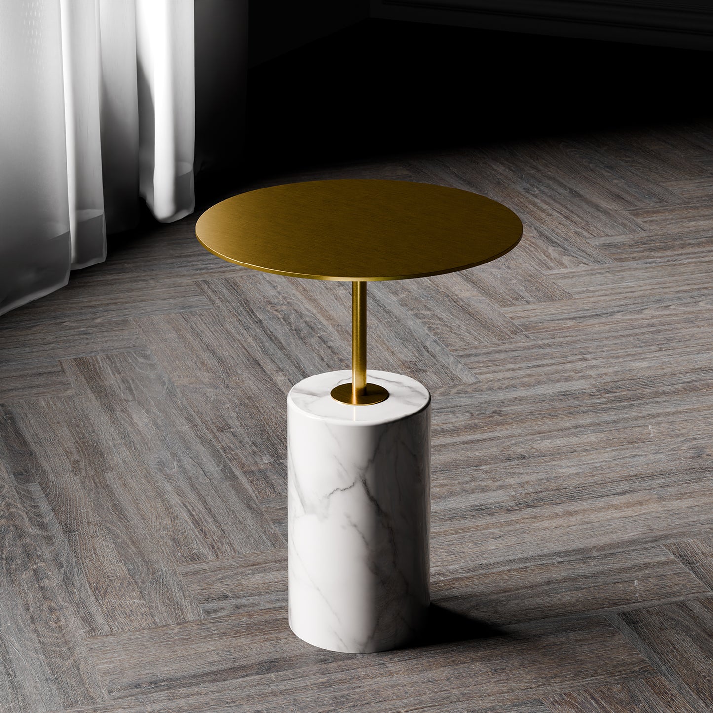 Side table Steinberg Series 541 with a metal table area and solid base - marble look