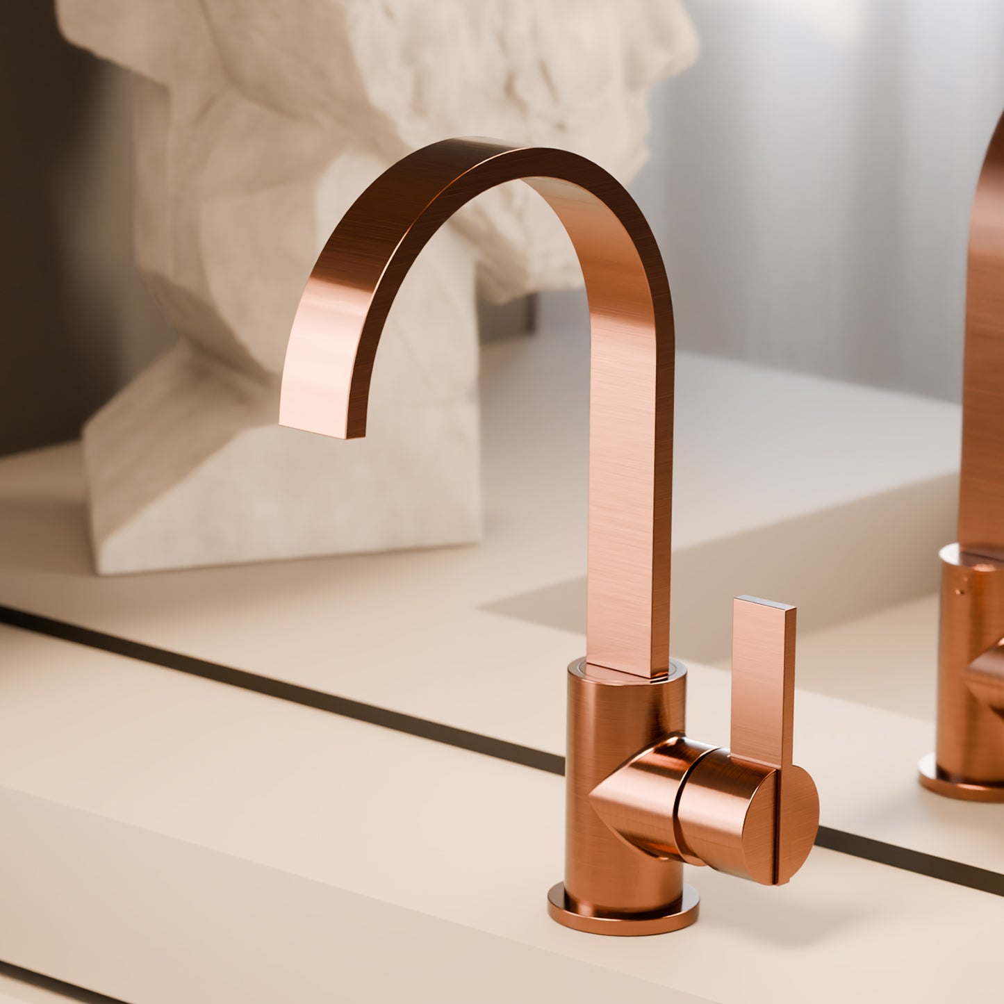 Treos Waschtischarmatur in Brushed Copper - Serie 195 - mit Druckverschluss - 195.01.15005