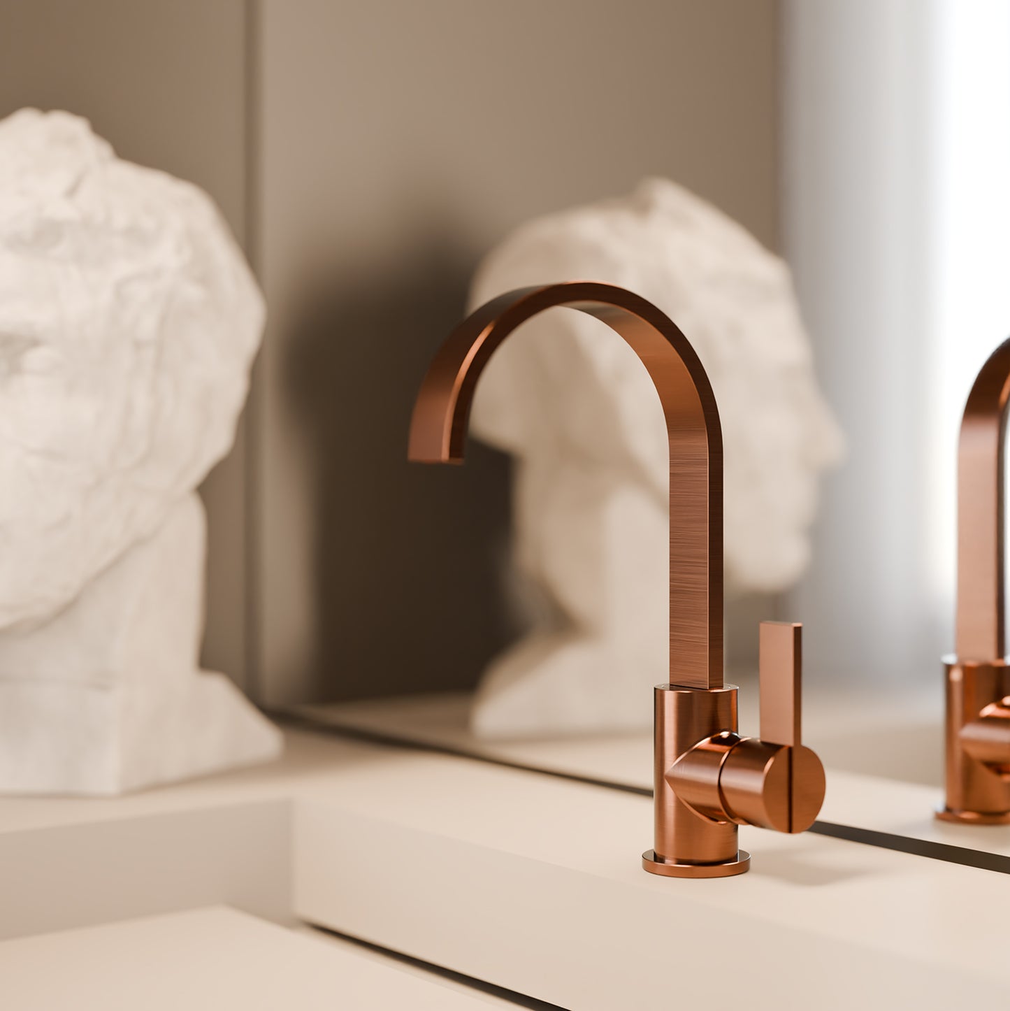 Treos Waschtischarmatur in Brushed Copper - Serie 195 - mit Druckverschluss - 195.01.15005