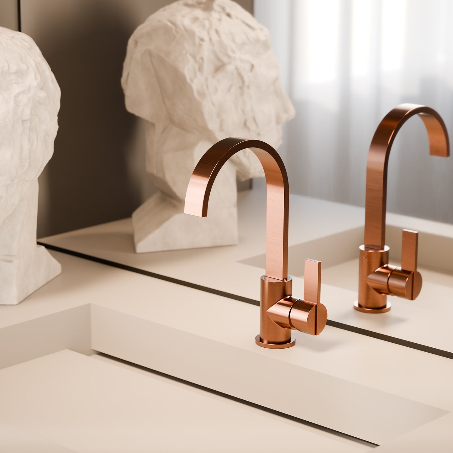 Treos Waschtischarmatur in Brushed Copper - Serie 195 - mit Druckverschluss - 195.01.15005