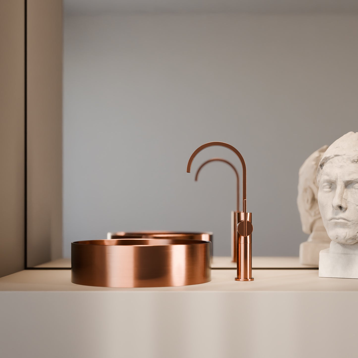 Treos Waschtischarmatur in Brushed Copper - Serie 195 - mit Erhoehtem Armaturenkoerper - 195.01.15705