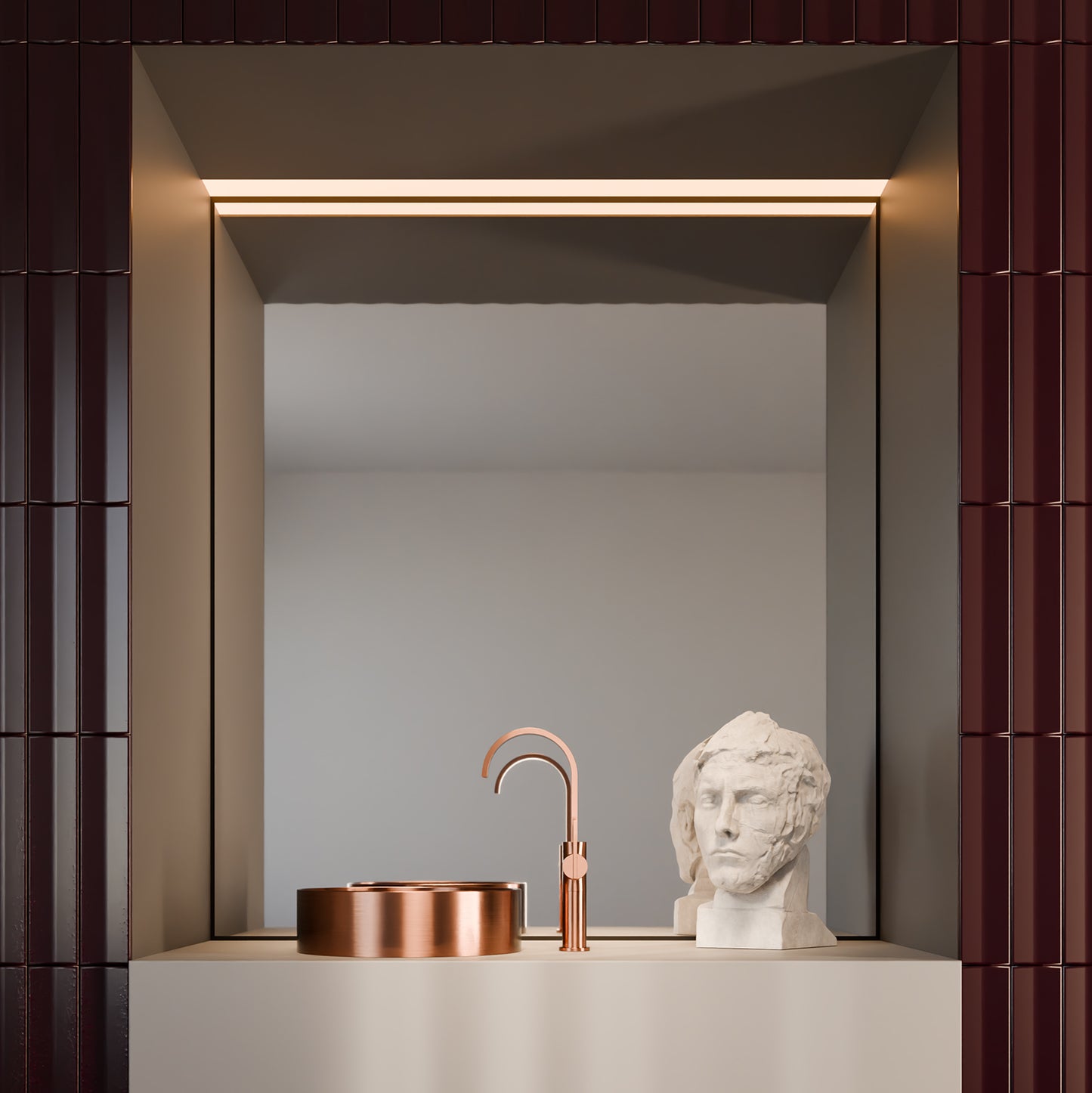Treos Waschtischarmatur in Brushed Copper - Serie 195 - mit Erhoehtem Armaturenkoerper - 195.01.15705