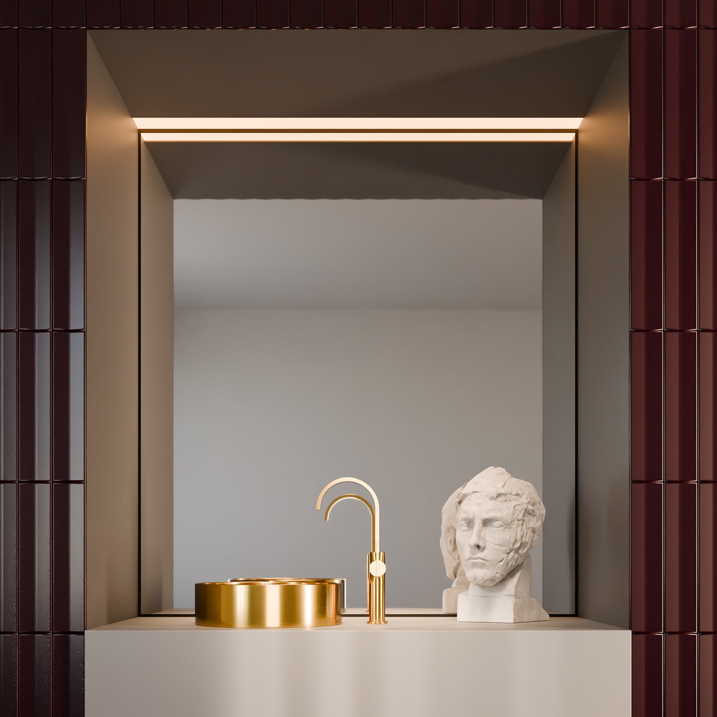 Treos Waschtischarmatur in Brushed Gold - Serie 195 - mit Erhoehtem Armaturenkoerper - 195.01.15704