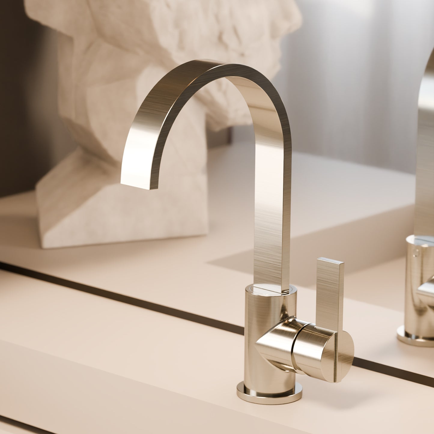 Treos Waschtischarmatur in Brushed Nickel - Serie 195 - mit Druckverschluss - 195.01.15006
