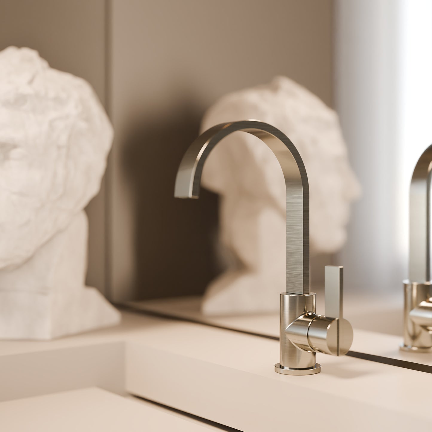 Treos Waschtischarmatur in Brushed Nickel - Serie 195 - mit Druckverschluss - 195.01.15006
