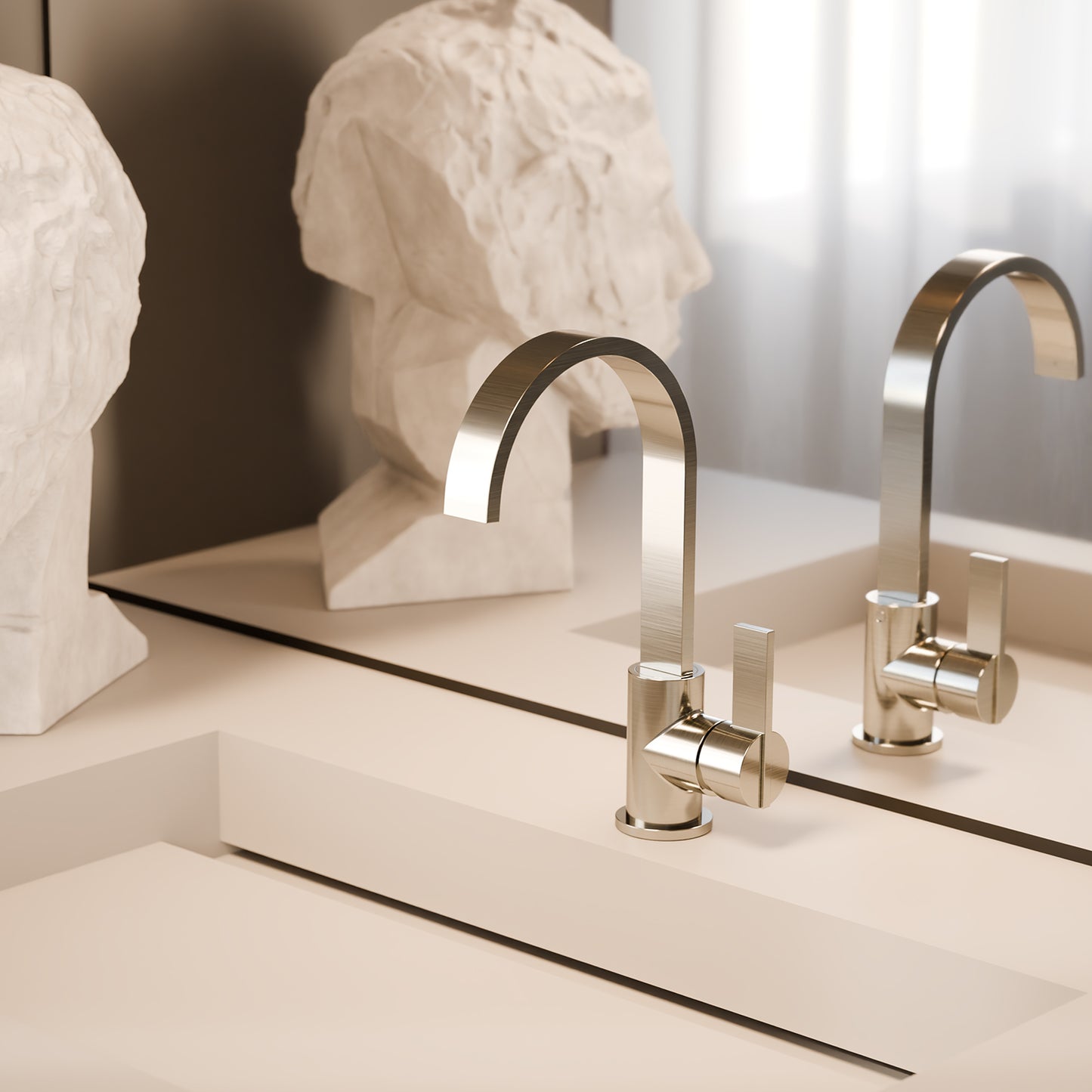 Treos Waschtischarmatur in Brushed Nickel - Serie 195 - mit Druckverschluss - 195.01.15006