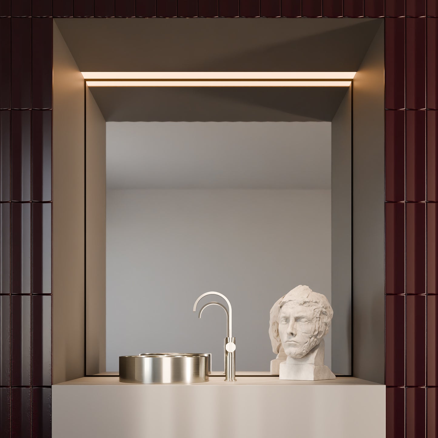 Treos Waschtischarmatur in Brushed Nickel - Serie 195 - mit Erhoehtem Armaturenkoerper - 195.01.15706