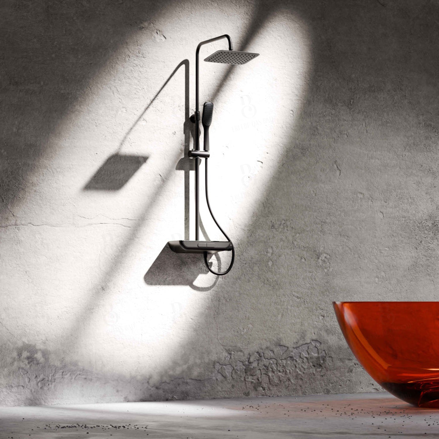 Steinberg Duschsystem Mit Glasablage Thermostat Regenbrause Und Stabhandbrause Serie 101