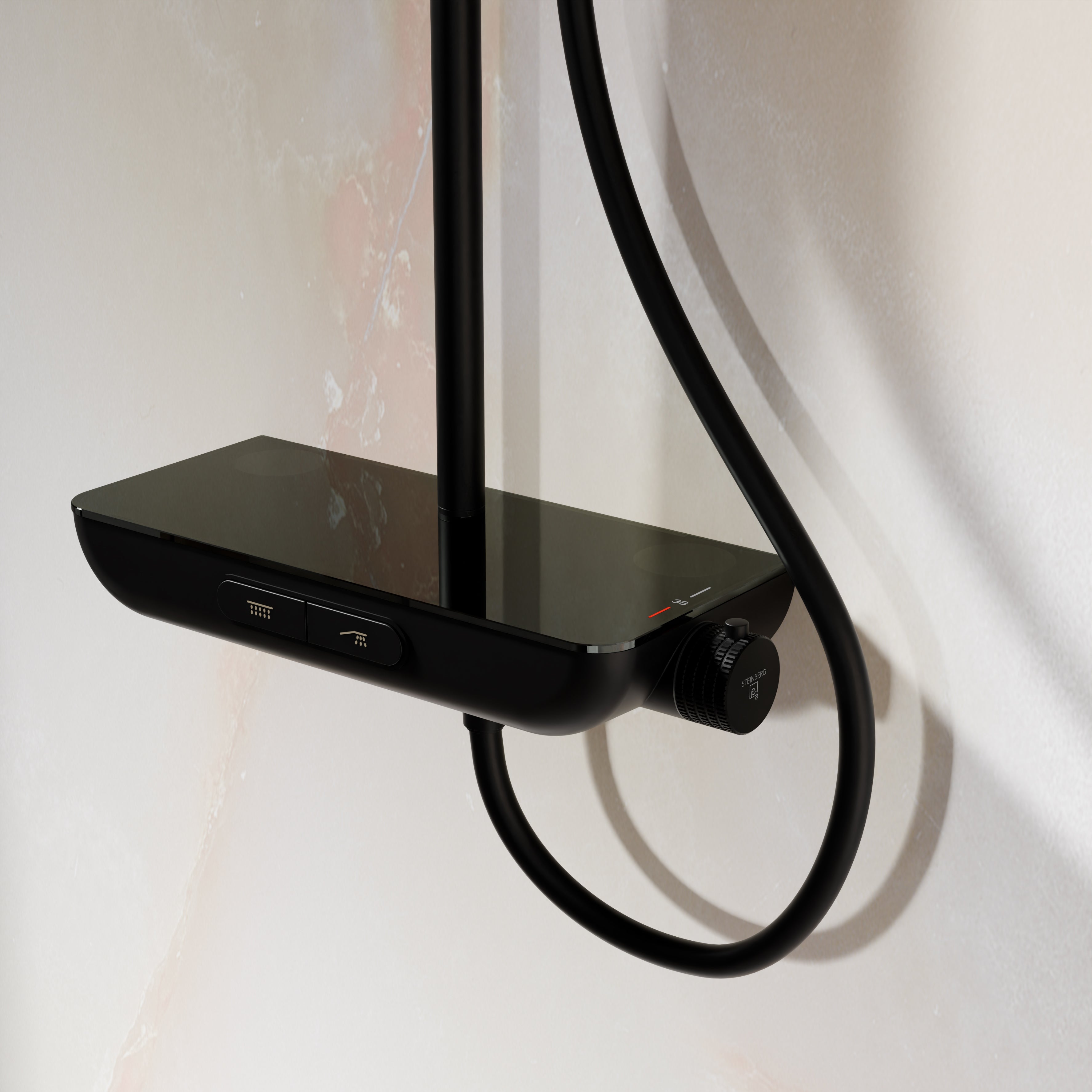 Steinberg Doucheset Met glazen plank, thermostaat, Hoofddouche en staafdouche