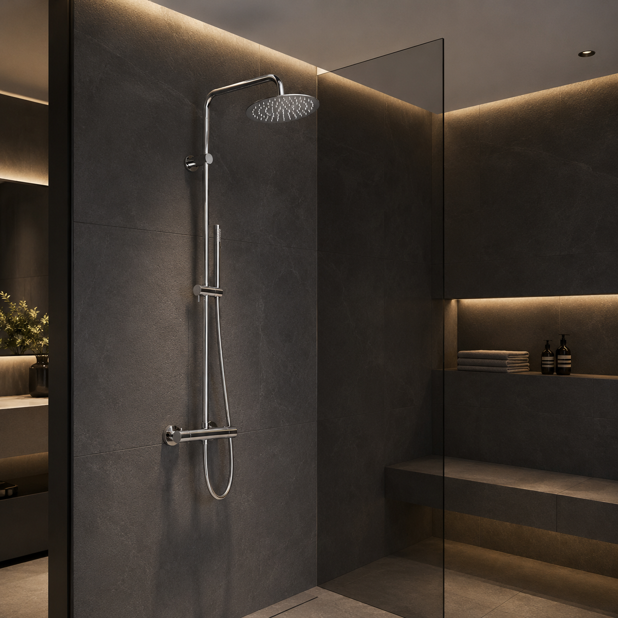Steinberg shower set Series 101 with thermostat, Rain Shower round and hand shower