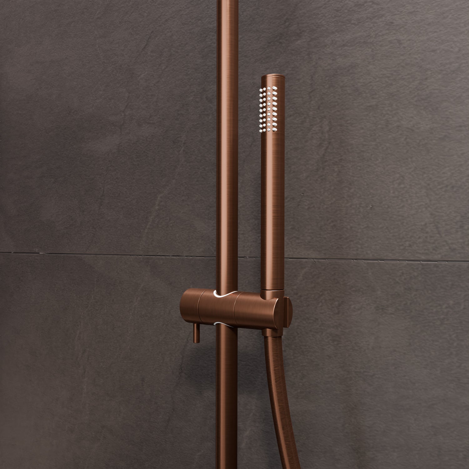 Steinberg shower set Matt gold, with thermostat, Rain Shower Round and rod hand shower