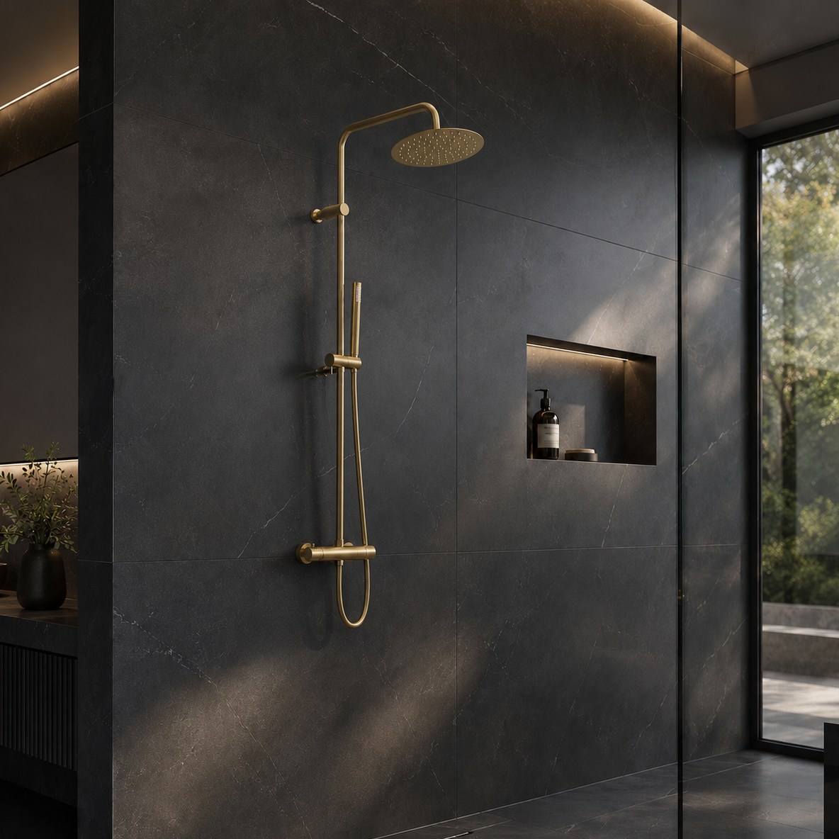 Steinberg shower set Series 101 with thermostat, Rain Shower round and hand shower