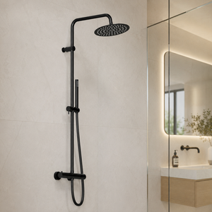 Steinberg Brauseset Serie 101 mit Thermostat, Regenbrause rund und Stabhandbrause