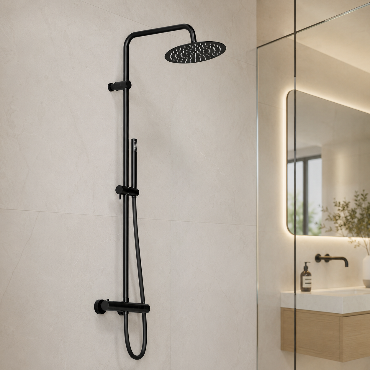 Steinberg shower set Series 101 with thermostat, Rain Shower round and hand shower