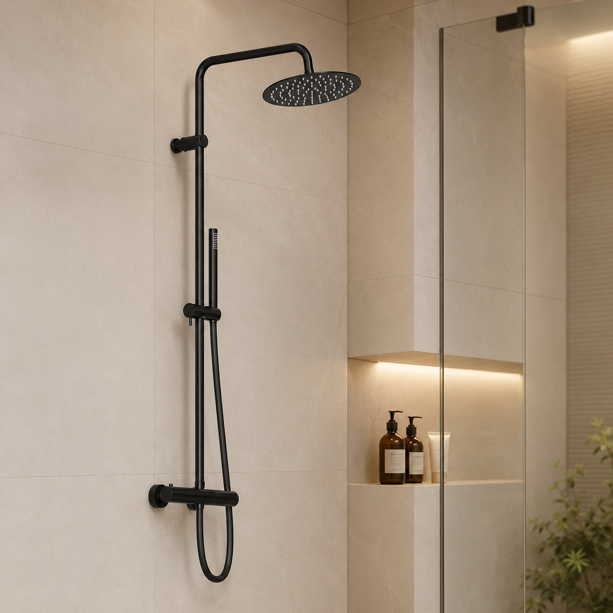 Steinberg Brauseset Serie 101 mit Thermostat, Regenbrause rund und Stabhandbrause