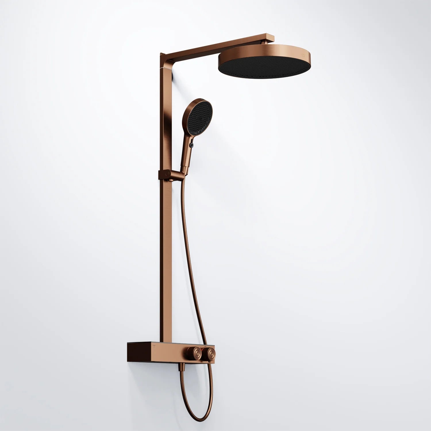 Steinberg Duschsystem mit Glasablage für 3 Verbraucher - Thermostat mit Drehknöpfen, Regenbrause, Handbrause & integriertem Schwall