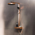 Steinberg Duschsystem mit Glasablage für 3 Verbraucher - Thermostat mit Drehknöpfen, Regenbrause, Handbrause & integriertem Schwall