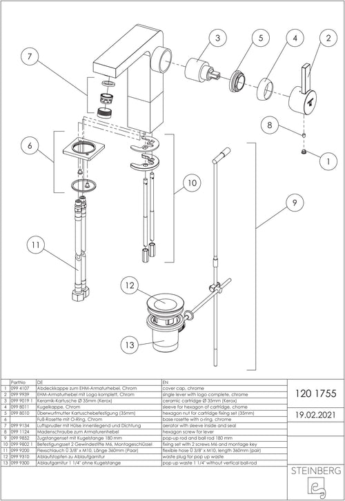 Steinberg Waschtisch-Einhebelmischer Serie 120