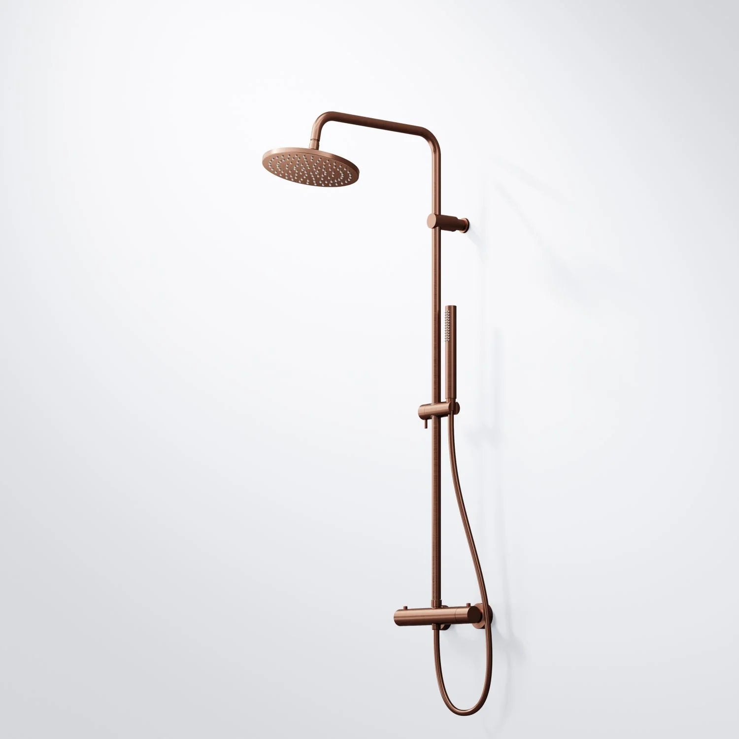 Steinberg shower set Matt gold, with thermostat, Rain Shower Round and rod hand shower