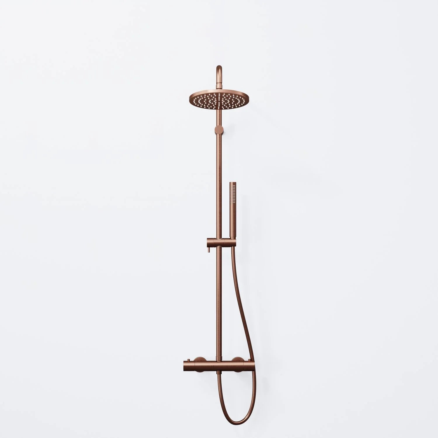 Steinberg shower set Matt gold, with thermostat, Rain Shower Round and rod hand shower