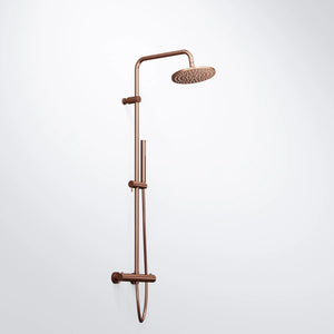 Steinberg shower set Matt gold, with thermostat, Rain Shower Round and rod hand shower