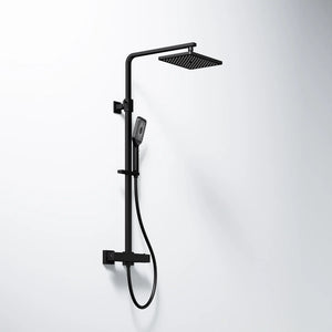 Steinberg shower set Matt gold, with thermostat, Rain Shower angular and rod hand shower