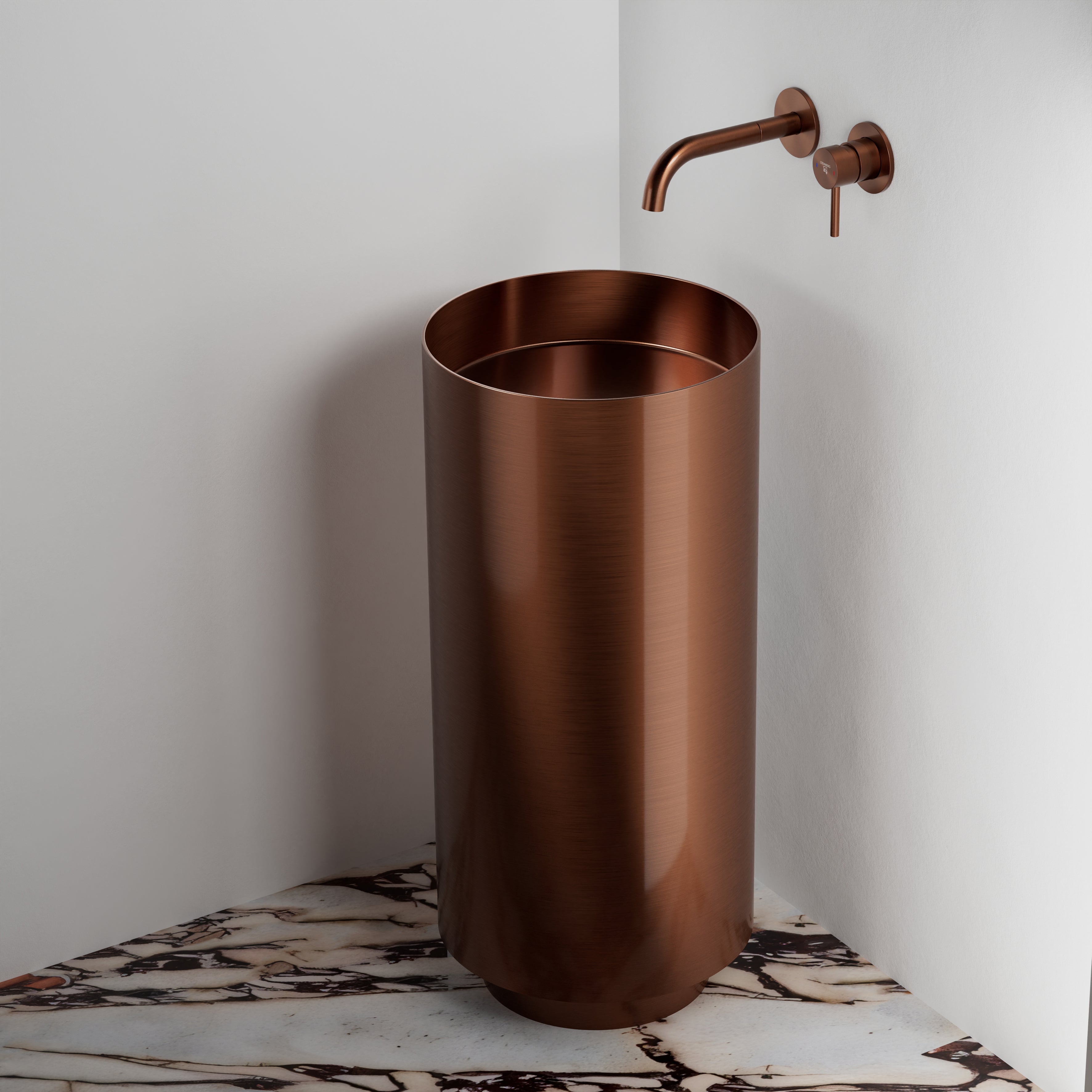 Steinberg Standwaschtisch aus Edelstahl, ohne Überlauf, rund Ø 38 cm