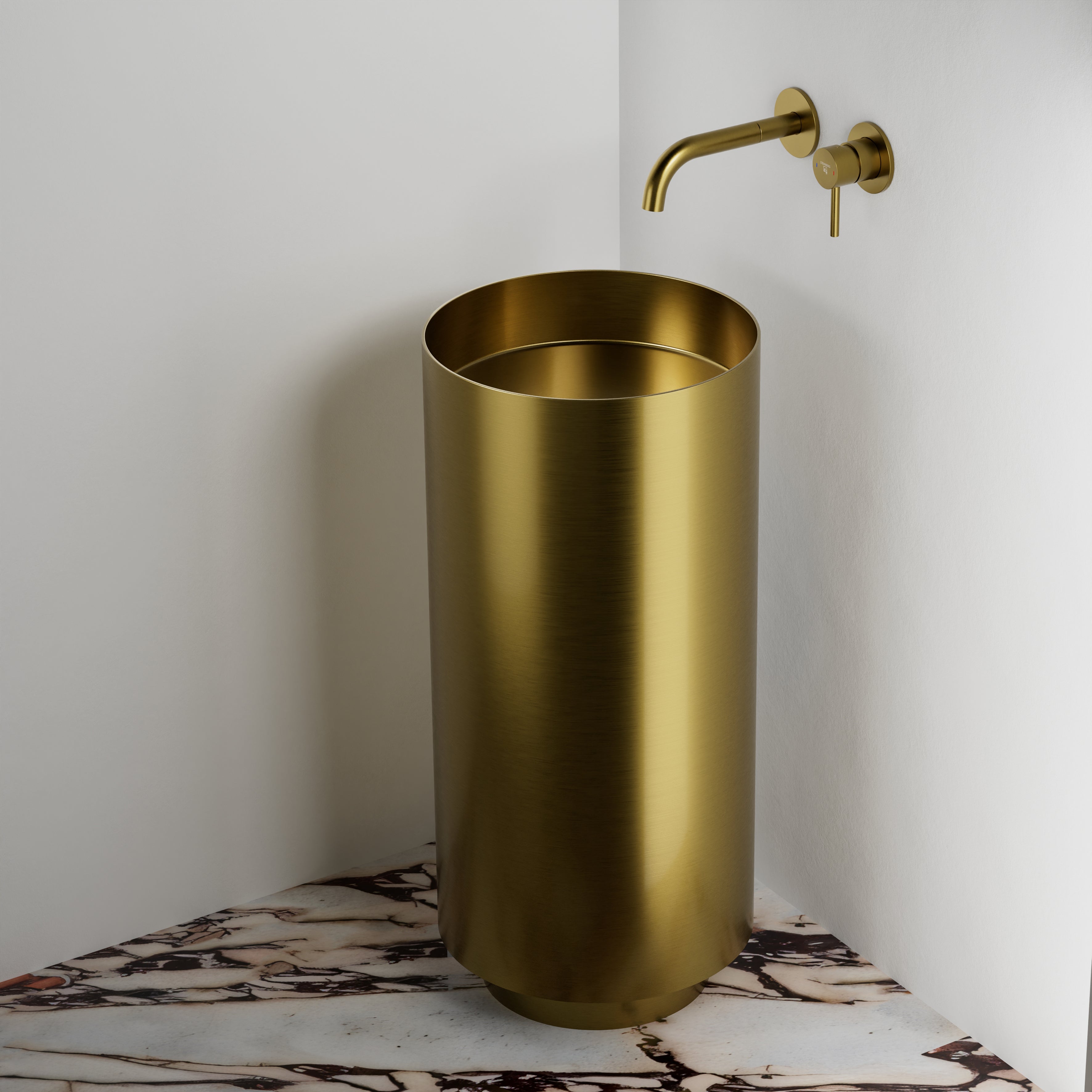 Steinberg Standwaschtisch aus Edelstahl, ohne Überlauf, rund Ø 38 cm