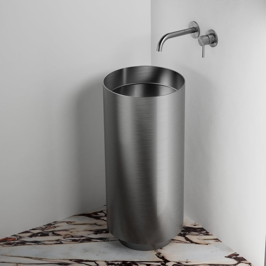 Steinberg Standwaschtisch aus Edelstahl, ohne Überlauf, rund Ø 38 cm