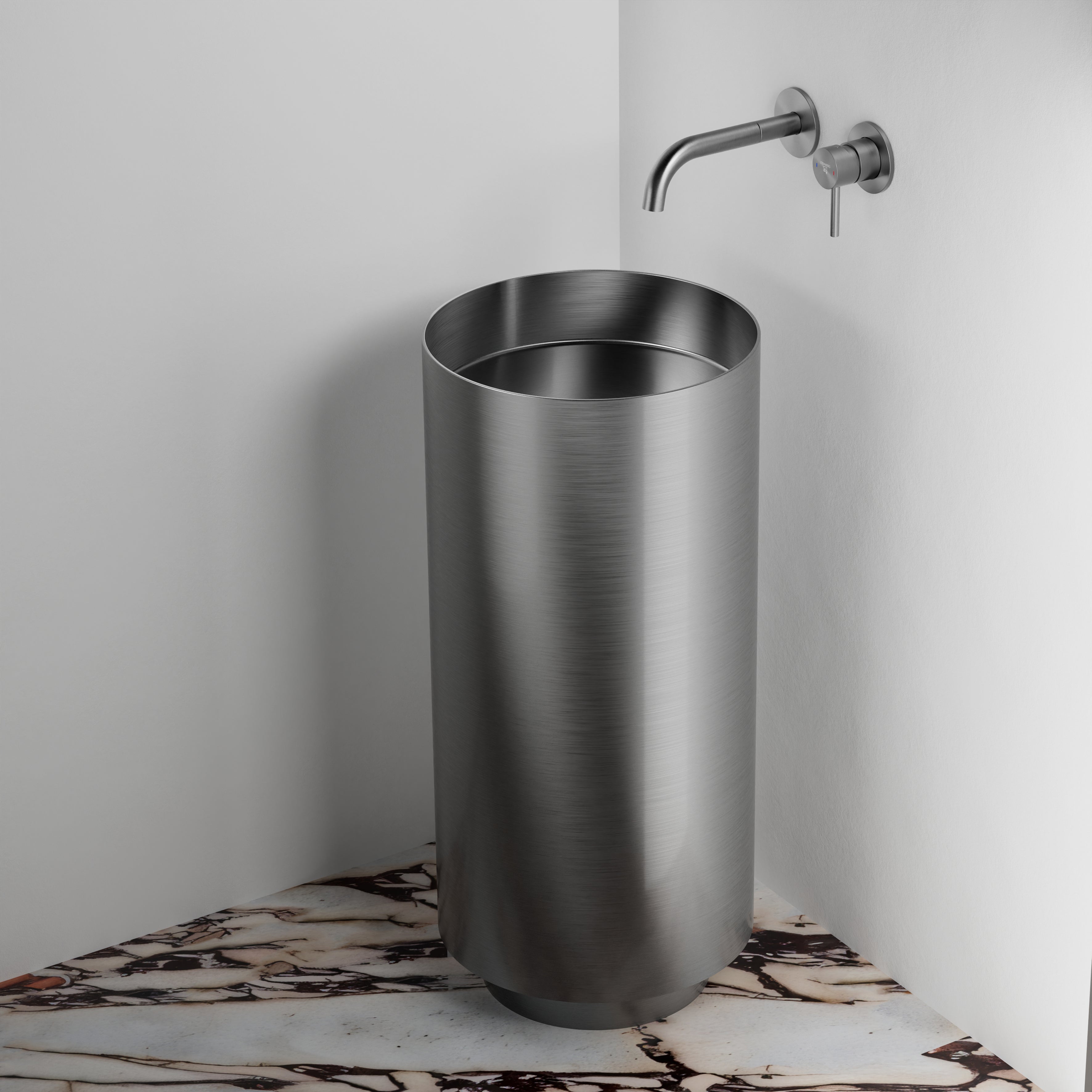 Steinberg Standwaschtisch aus Edelstahl, ohne Überlauf, rund Ø 38 cm