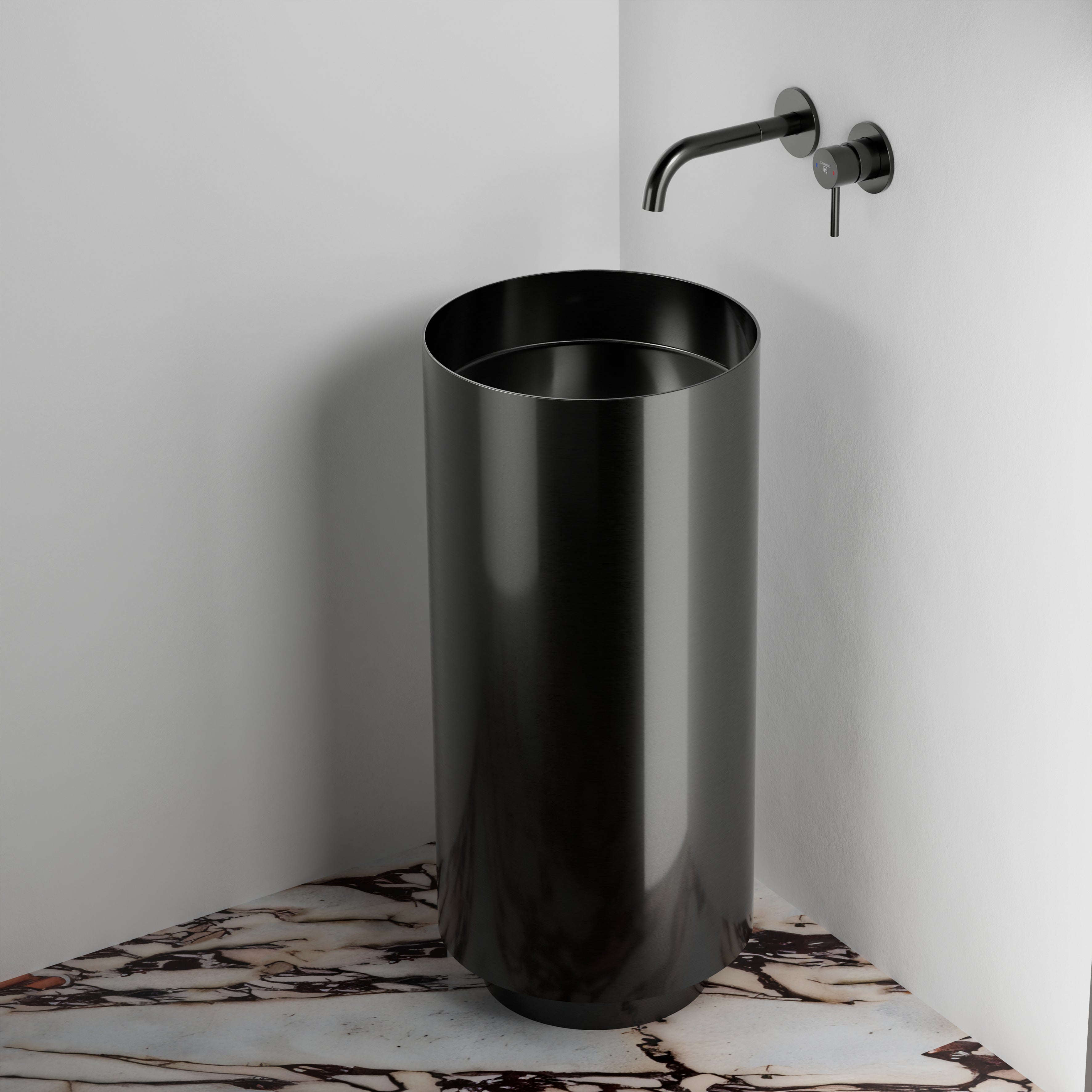 Steinberg Standwaschtisch aus Edelstahl, ohne Überlauf, rund Ø 38 cm