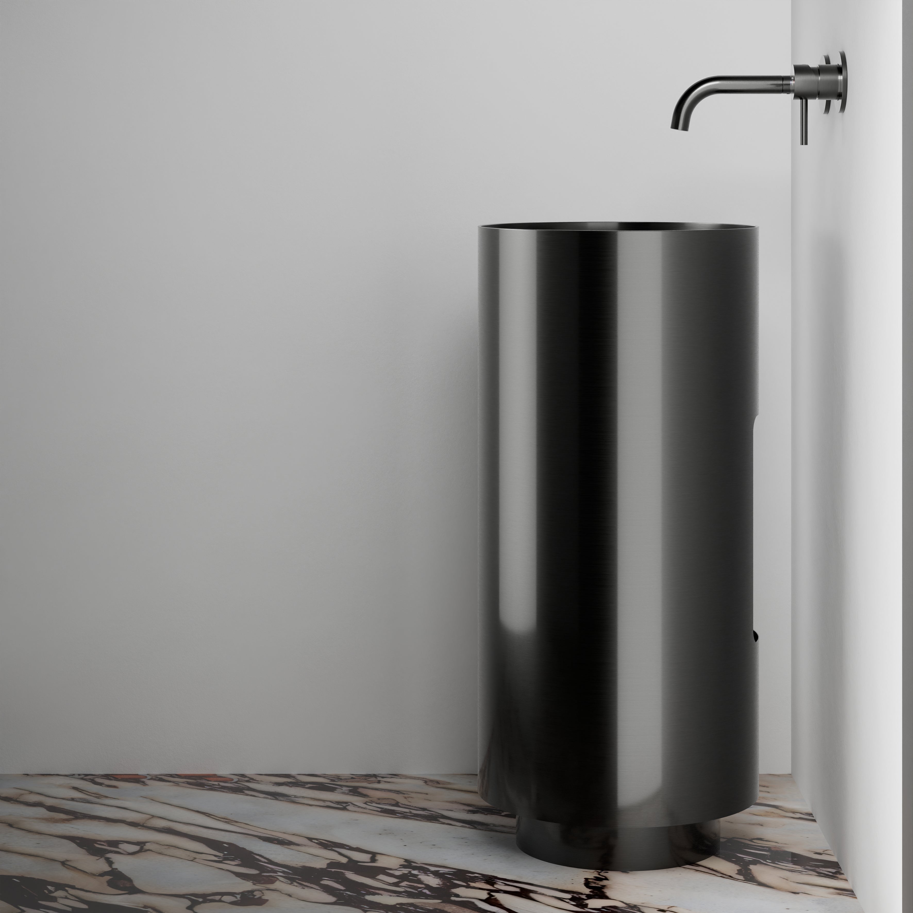 Steinberg Standwaschtisch aus Edelstahl, ohne Überlauf, rund Ø 38 cm