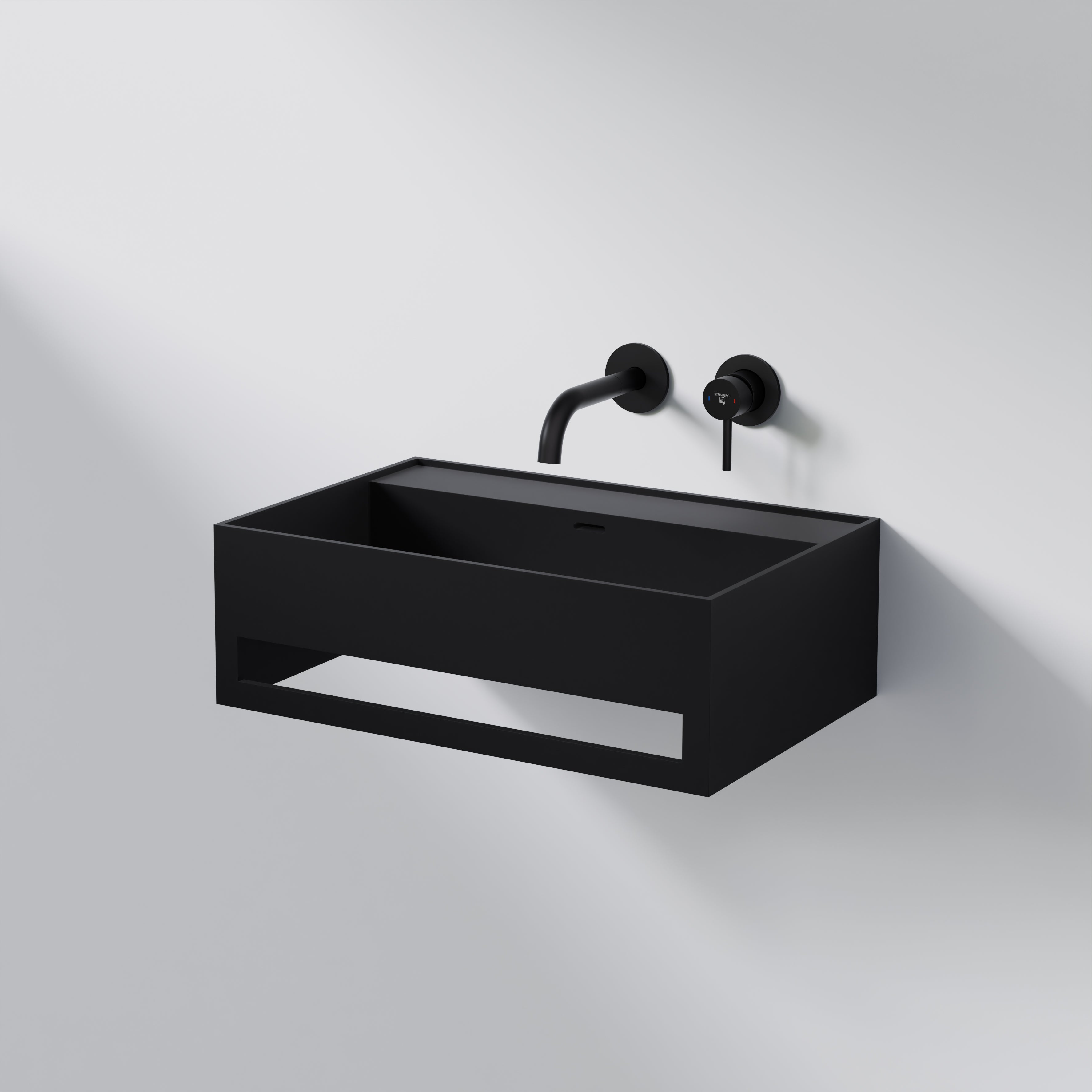 Steinberg Vasque murale - avec support de serviette intégré - De la surface solide - série 443 -