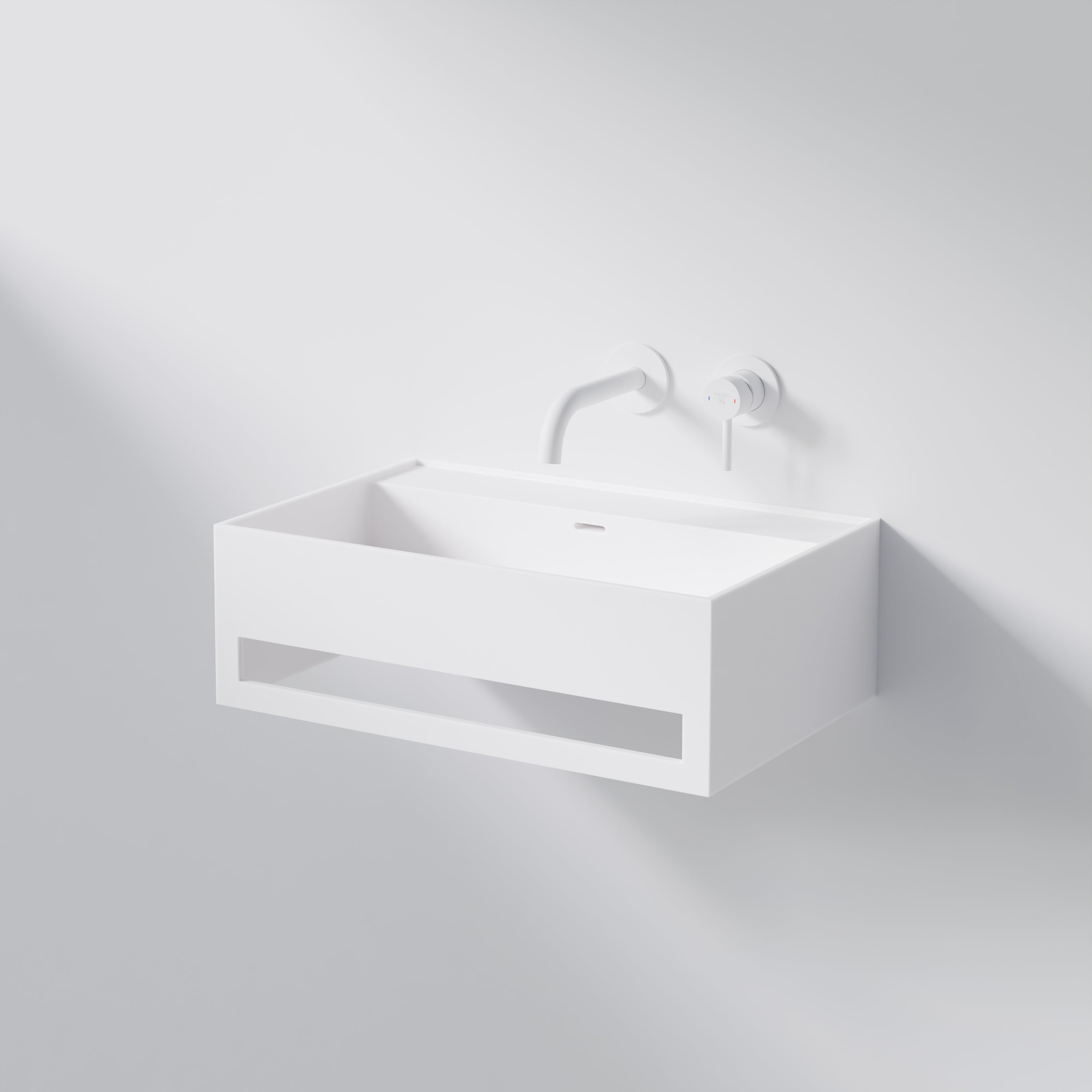 Steinberg Vasque murale - avec support de serviette intégré - De la surface solide - série 443 -