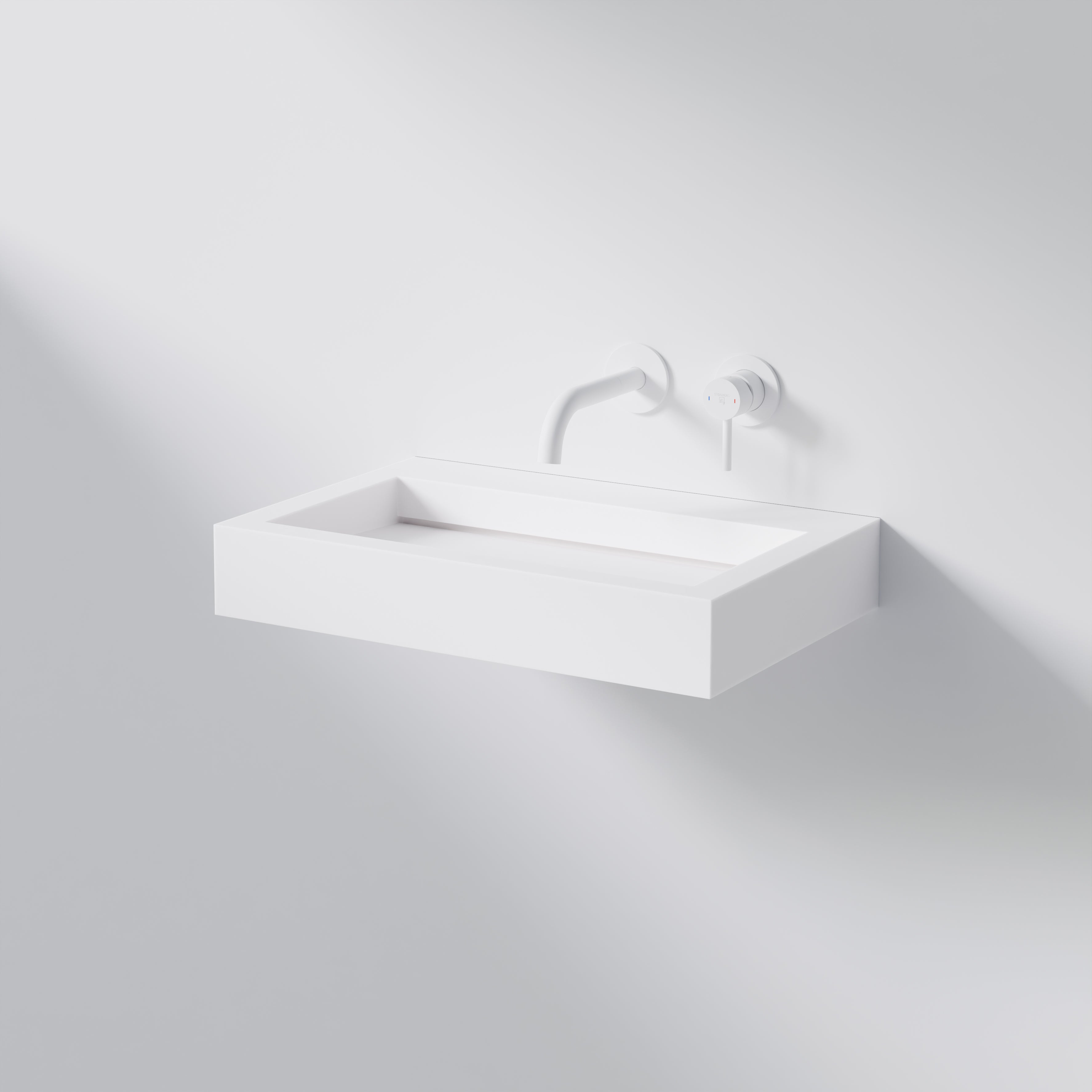 Steinberg Series 444 - wall washbasin Rectangular - from Solid Surface - White