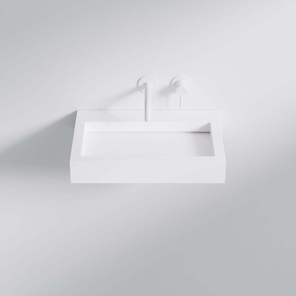 Steinberg Series 444 - wall washbasin Rectangular - from Solid Surface - White