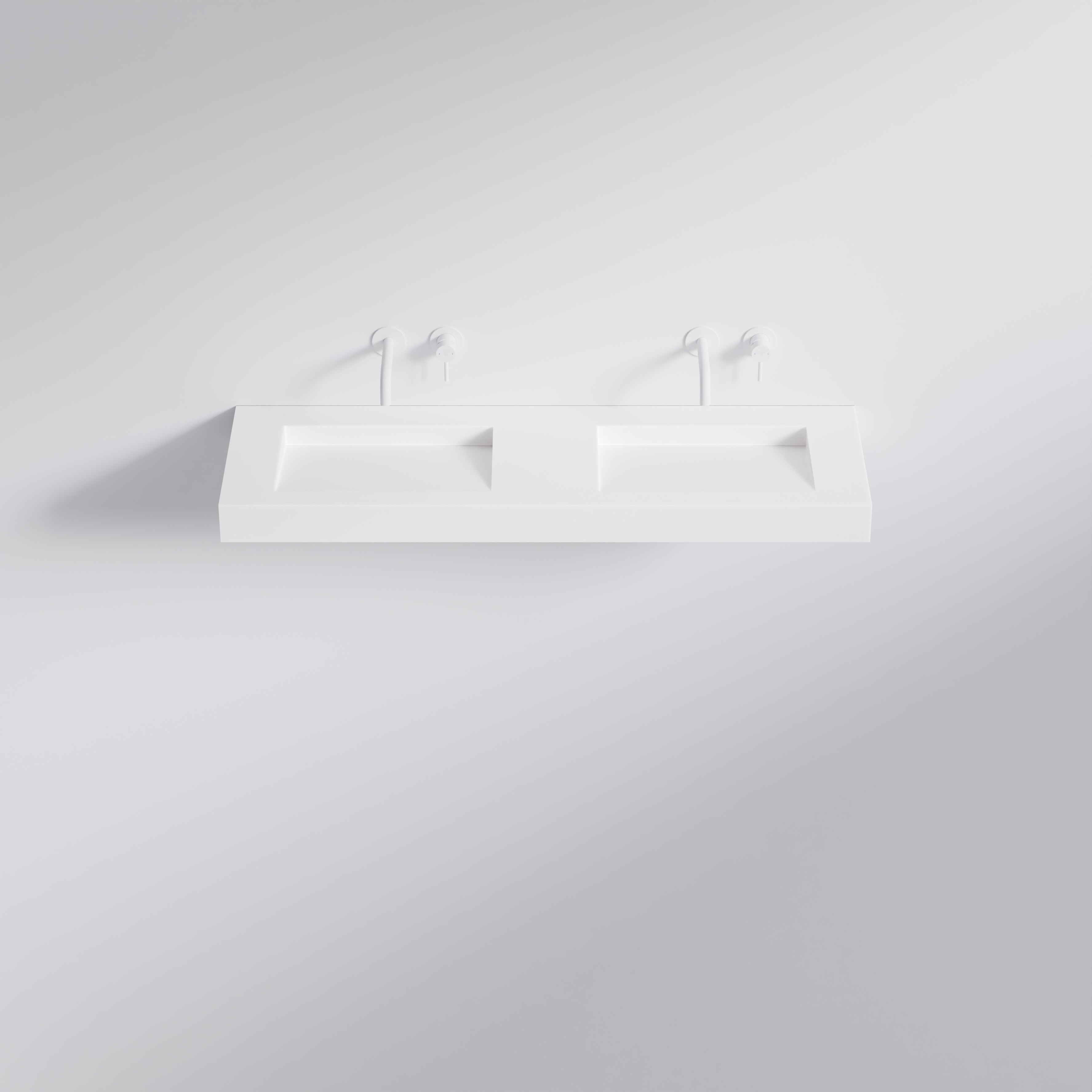 Steinberg Series 444 - double wash table - from Solid Surface - White