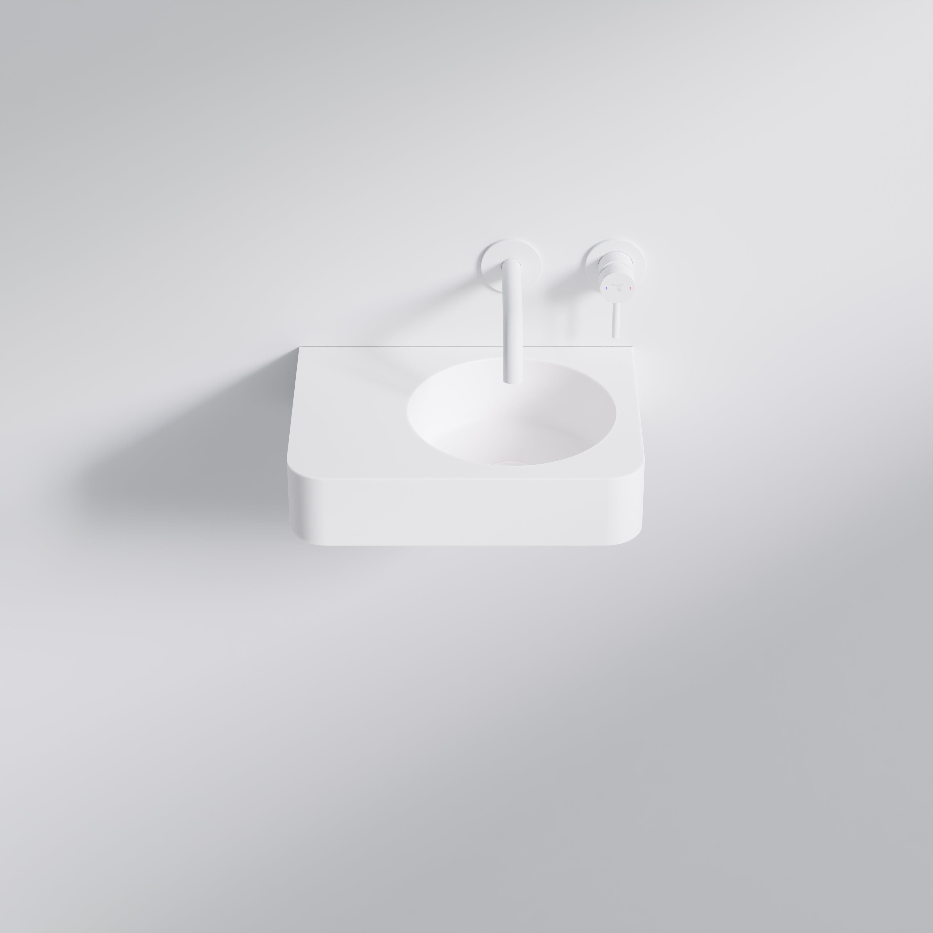 Steinberg Wand-Waschtisch - mit integriertem Handtuchhalter - aus Solid Surface - Serie 449