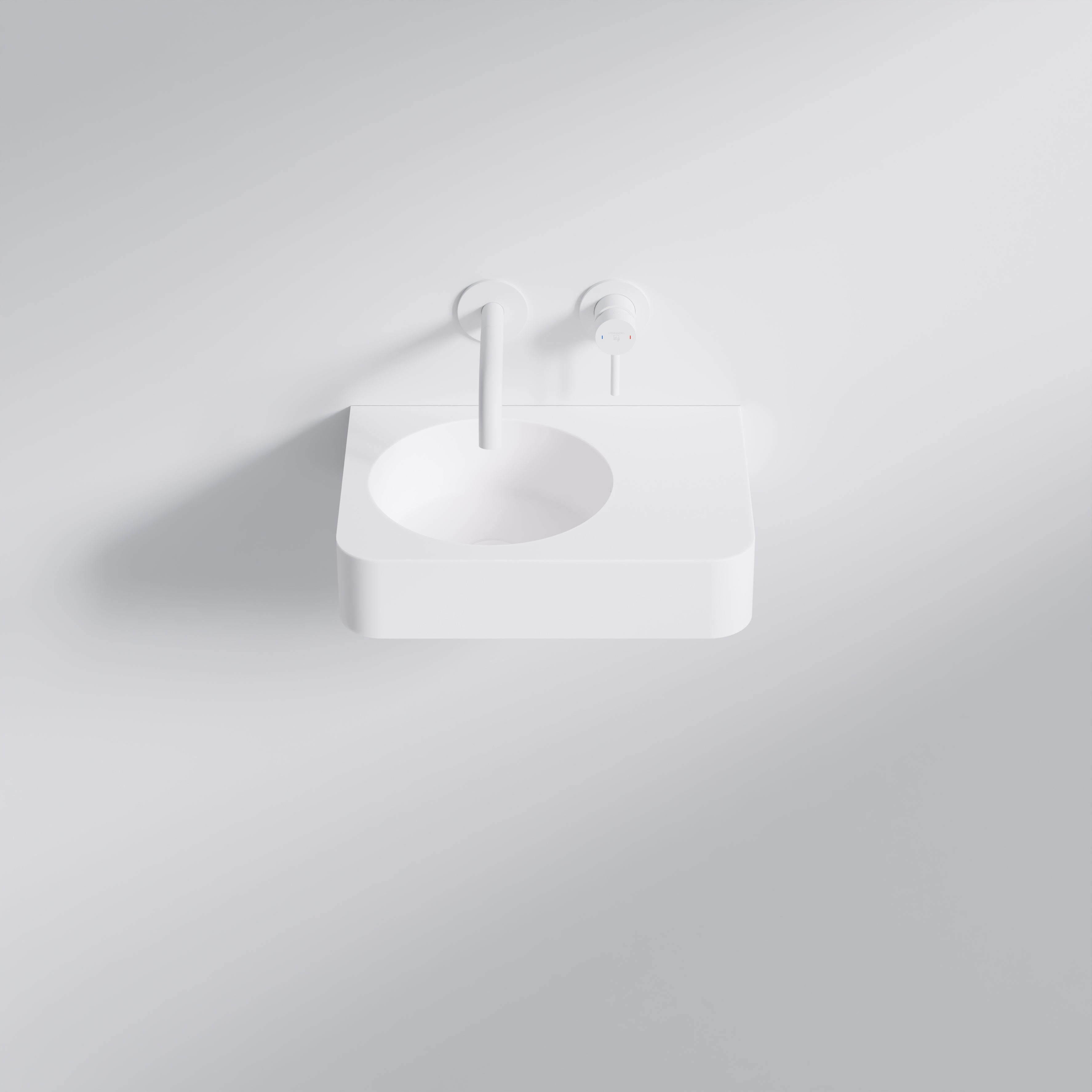 Steinberg Wand-Waschtisch - mit integriertem Handtuchhalter - aus Solid Surface - Serie 449