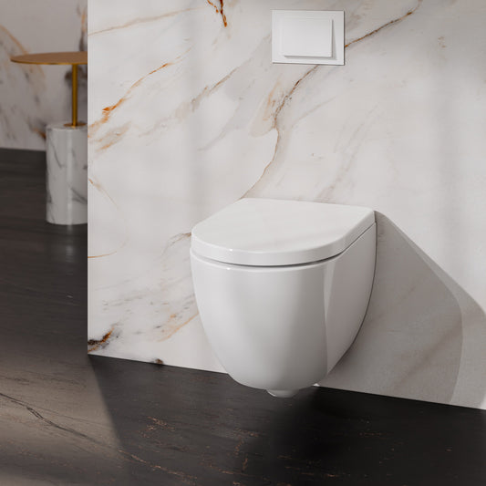 1Treos Set - Wand-Tiefspül-WC inkl. WC-Sitz - 48cm - Serie 810 - spülrandlos