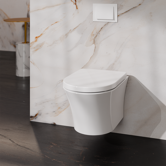 1Treos Set - Wand-Tiefspül-WC inkl. WC-Sitz - 48.5cm - Serie 810 - spülrandlos