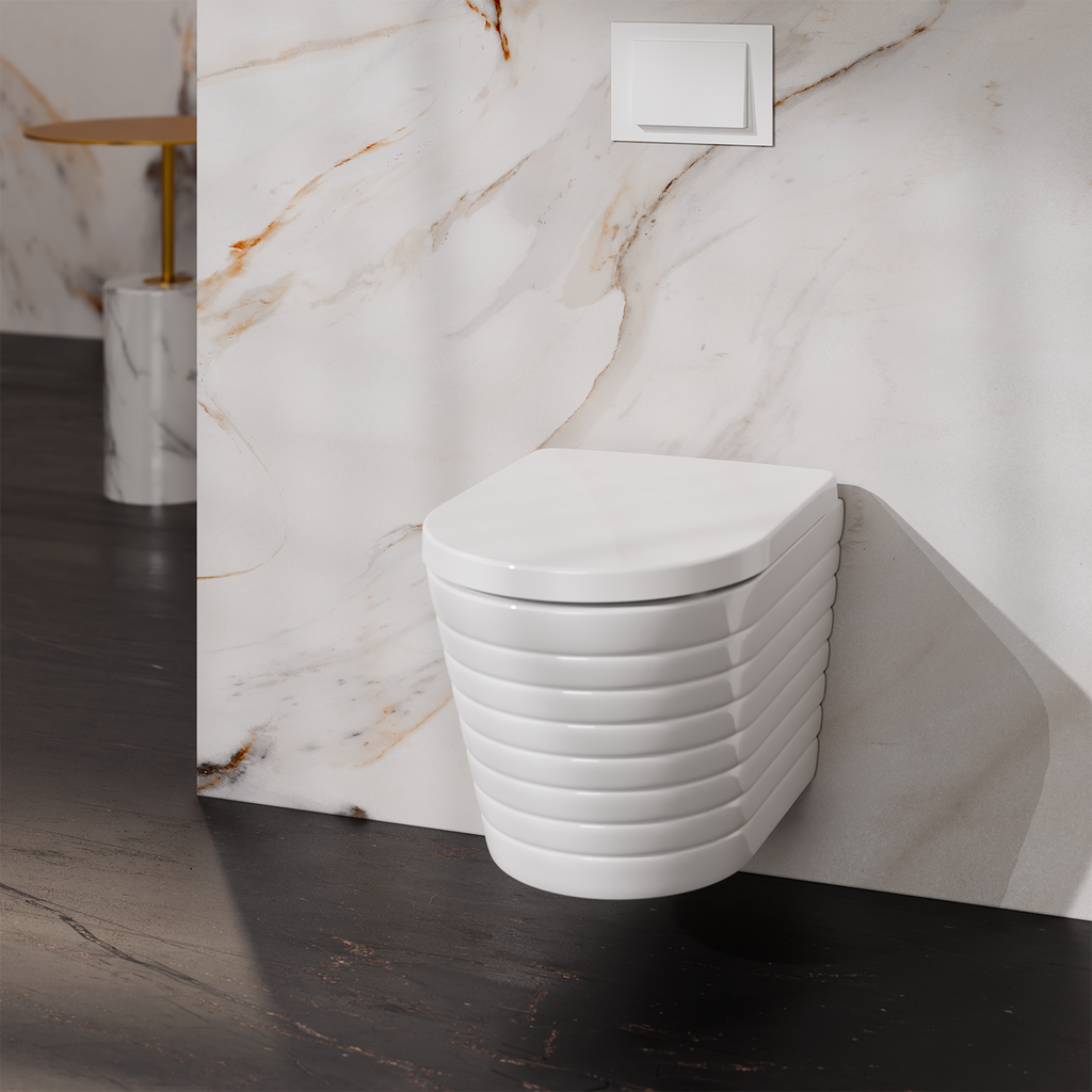 Treos Set - wall-mounted washdown toilet incl. toilet seat - 49cm - Series 810 - rimless
