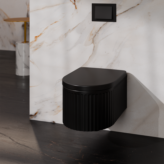 1Treos Set - Wand-Tiefspül-WC inkl. WC-Sitz - 49cm - Serie 810 - spülrandlos