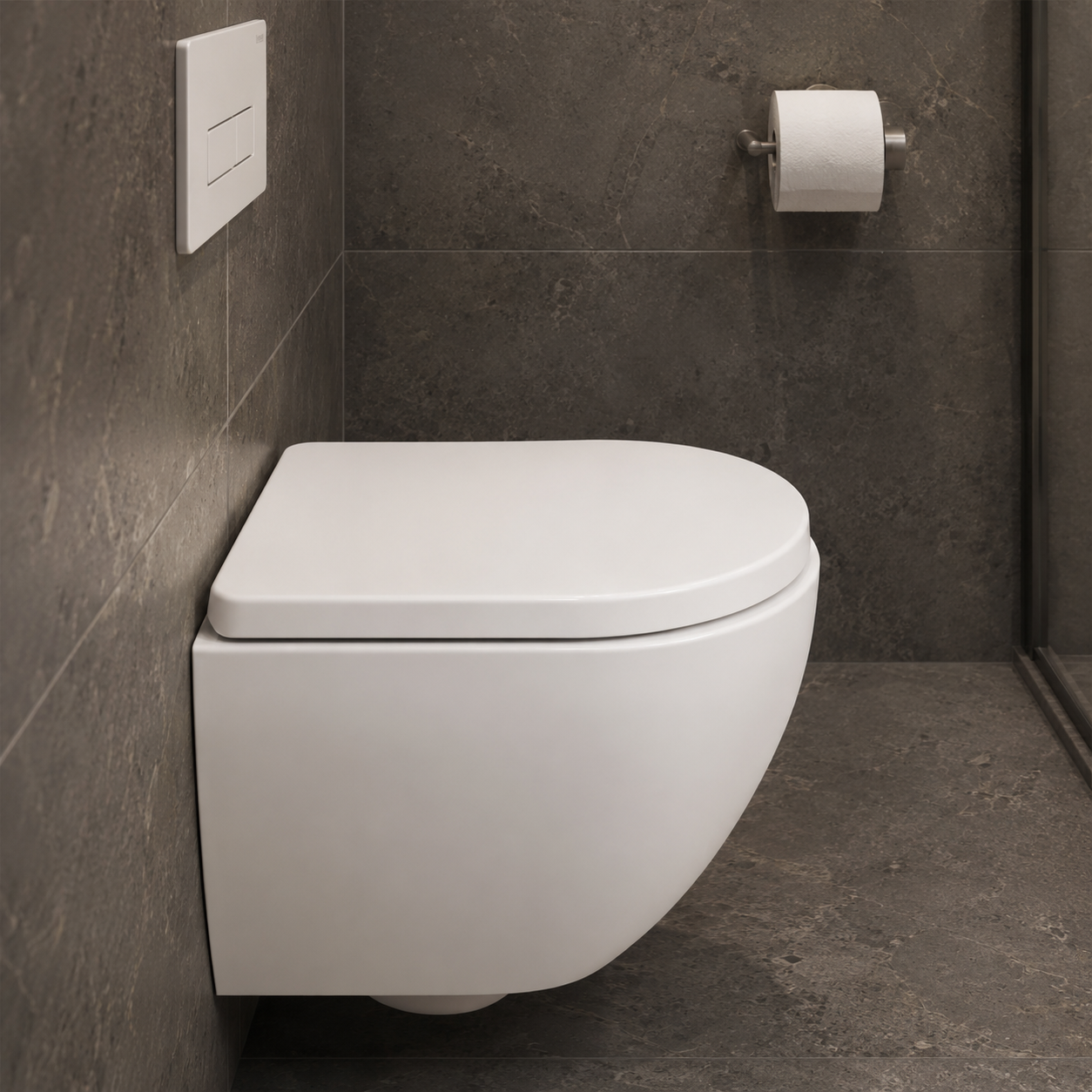 Verkürztes Wand-WC 48 cm – Set inkl. WC-Sitz – spülrandlos weiß – Treos